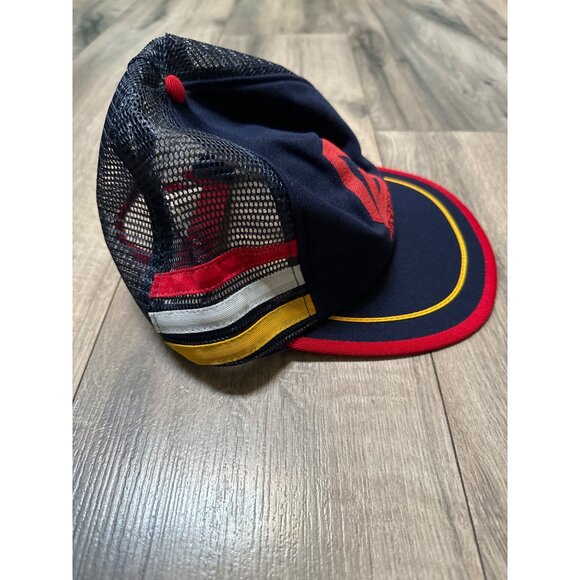 Vintage Arvin Tri Stripe Trucker Hat One Size Fits All Made In USA Navy & Red Me - Picture 4 of 7